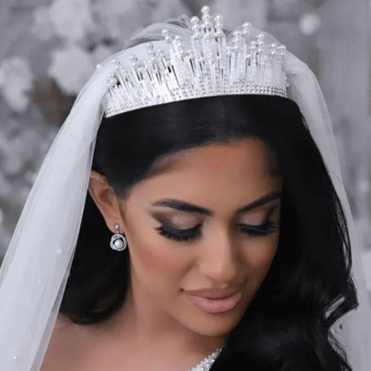 VALENCIA White Bridal Crown Silver