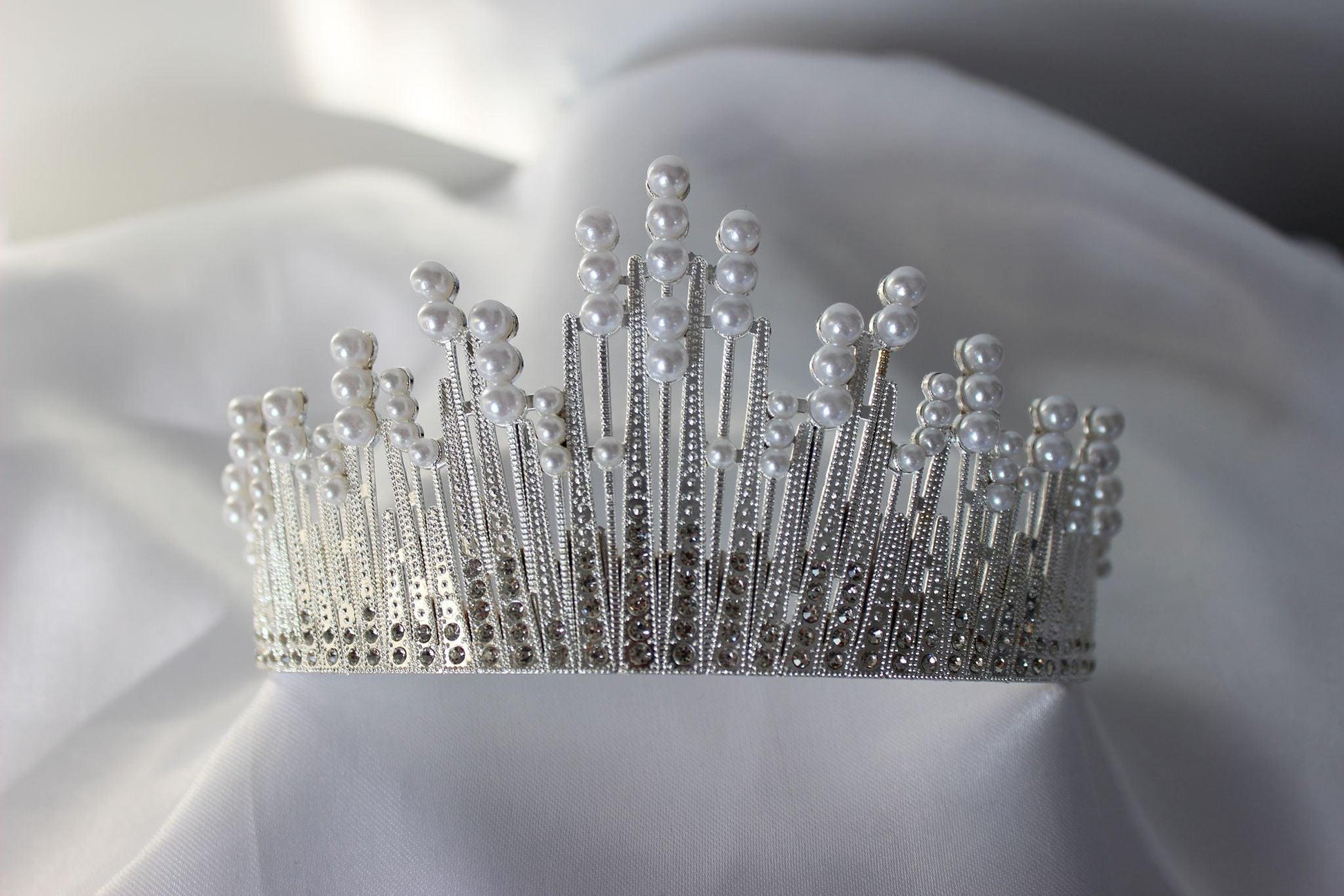 large white and silver wedding crown