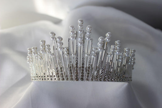 large white and silver wedding crown