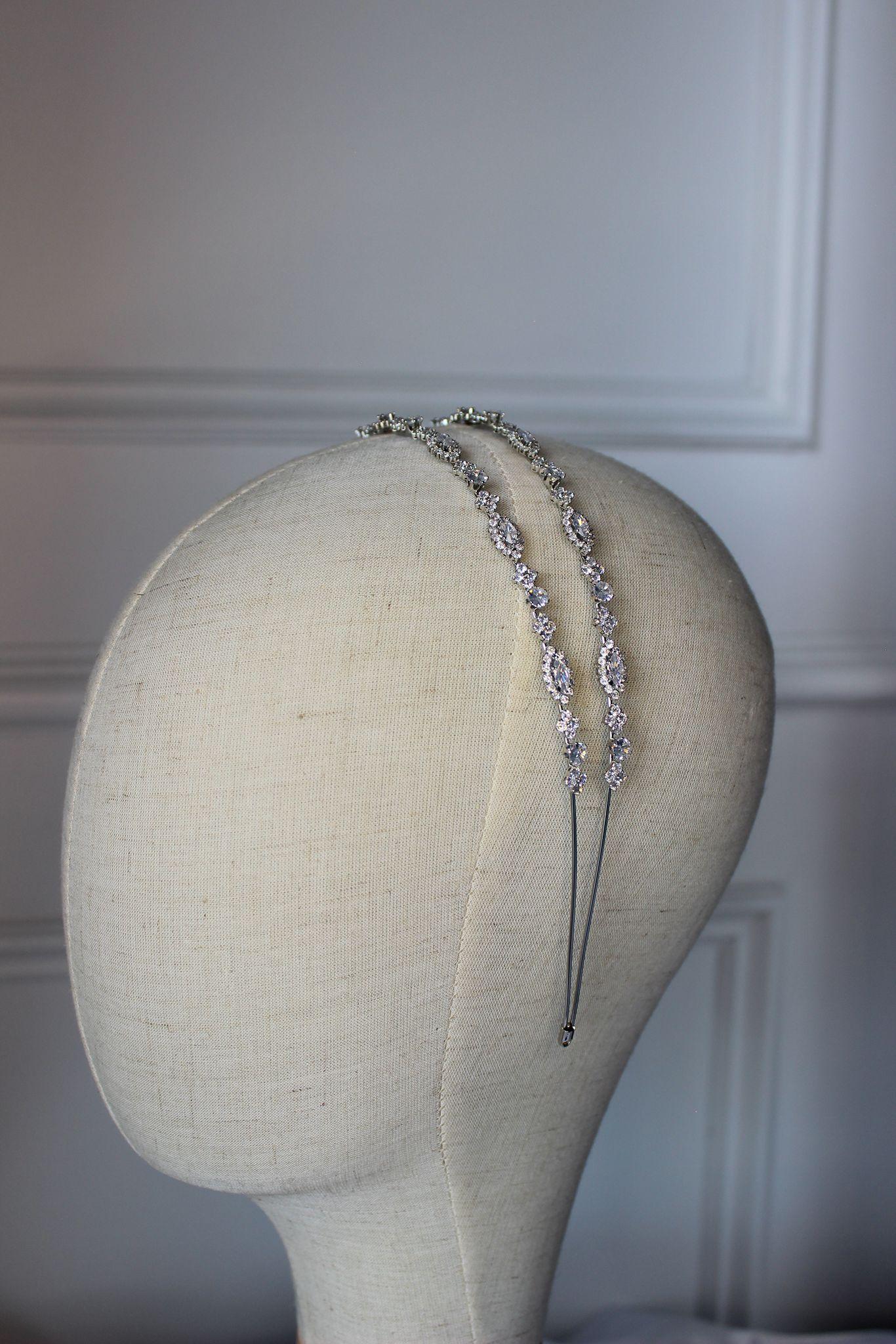 Zara double-row silver bridal headband