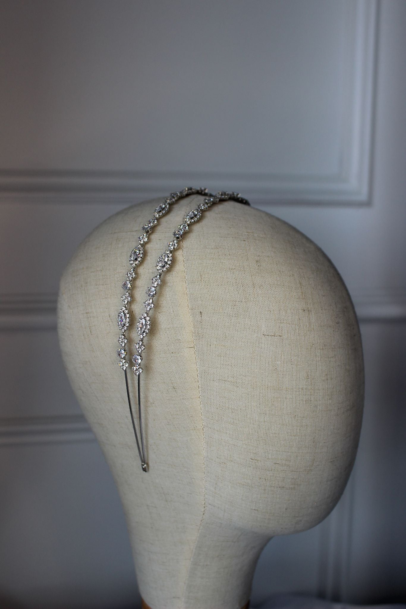 Zara double-row silver bridal headband