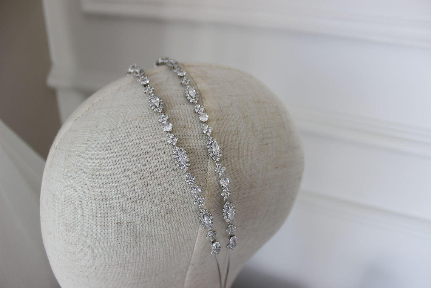 Zara double-row silver bridal headband